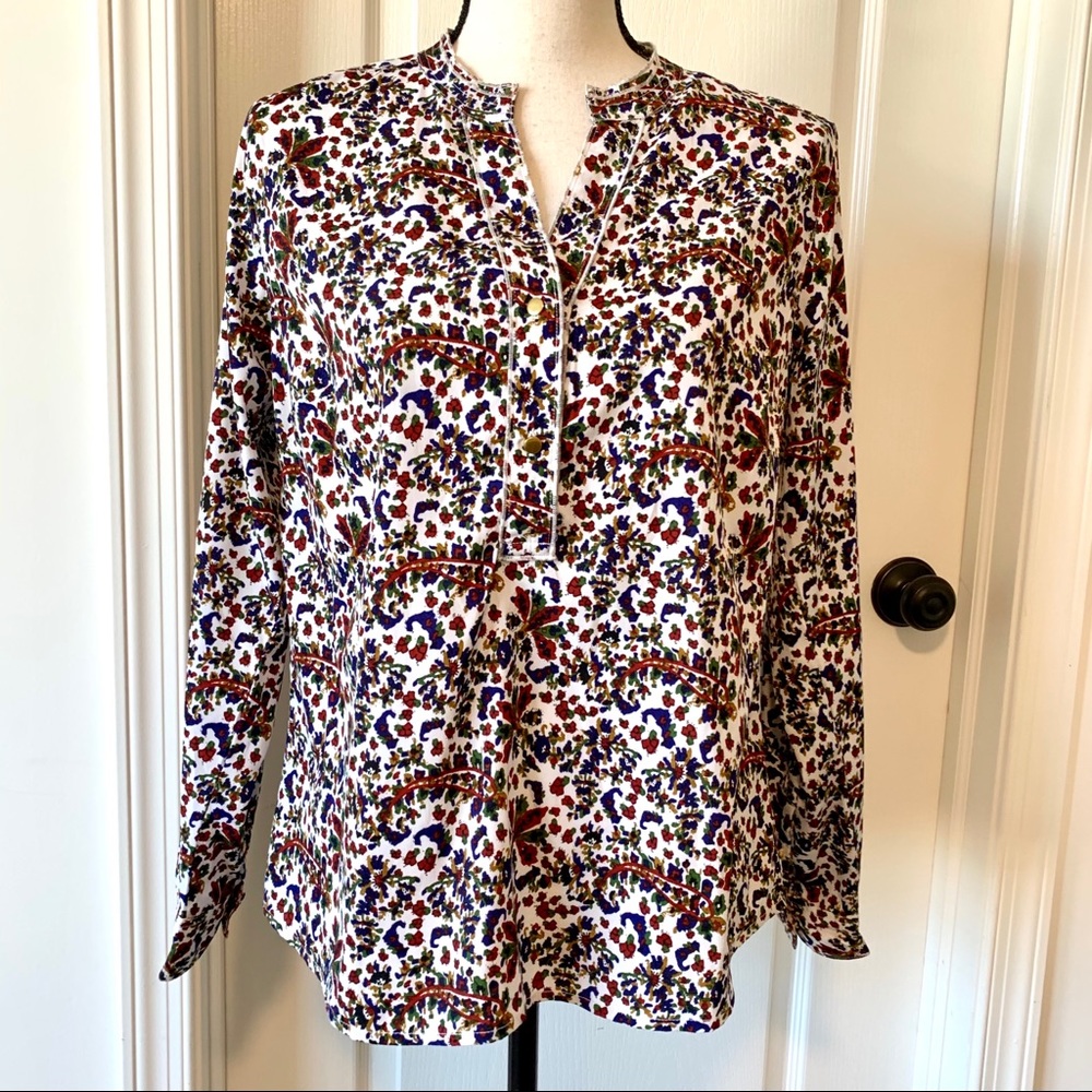 ARCHITECT Petite V-Neck 1/4 Button Blouse—SZ. PM